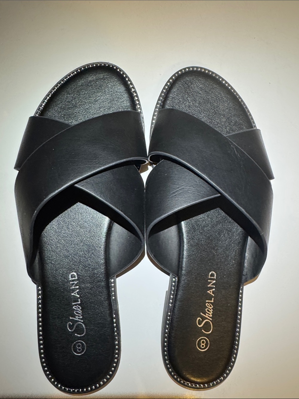 Women’s Black Cross-Strap Slide Sandals